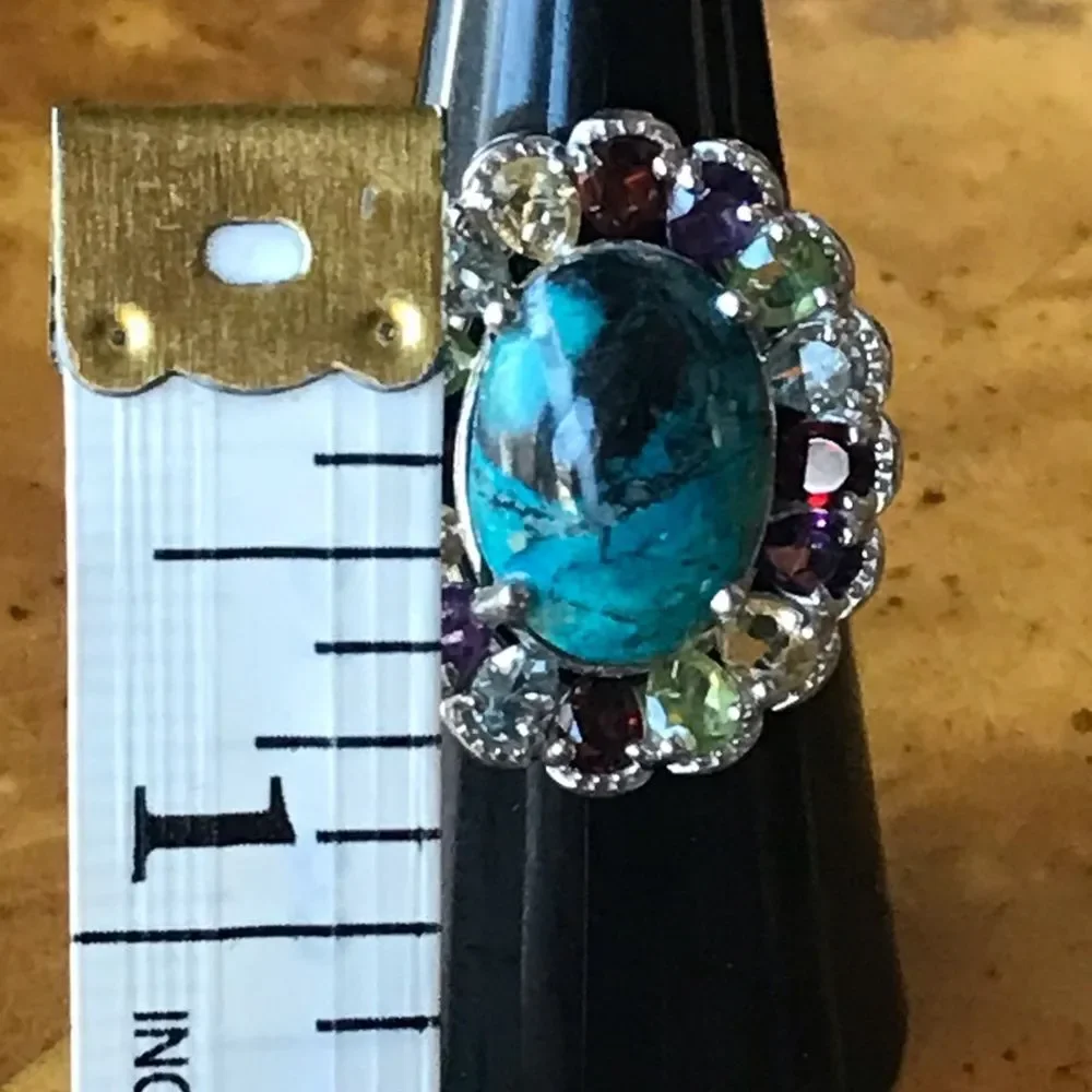 Natural Shadowkite Sterling Silver Cocktail Ring Size 7